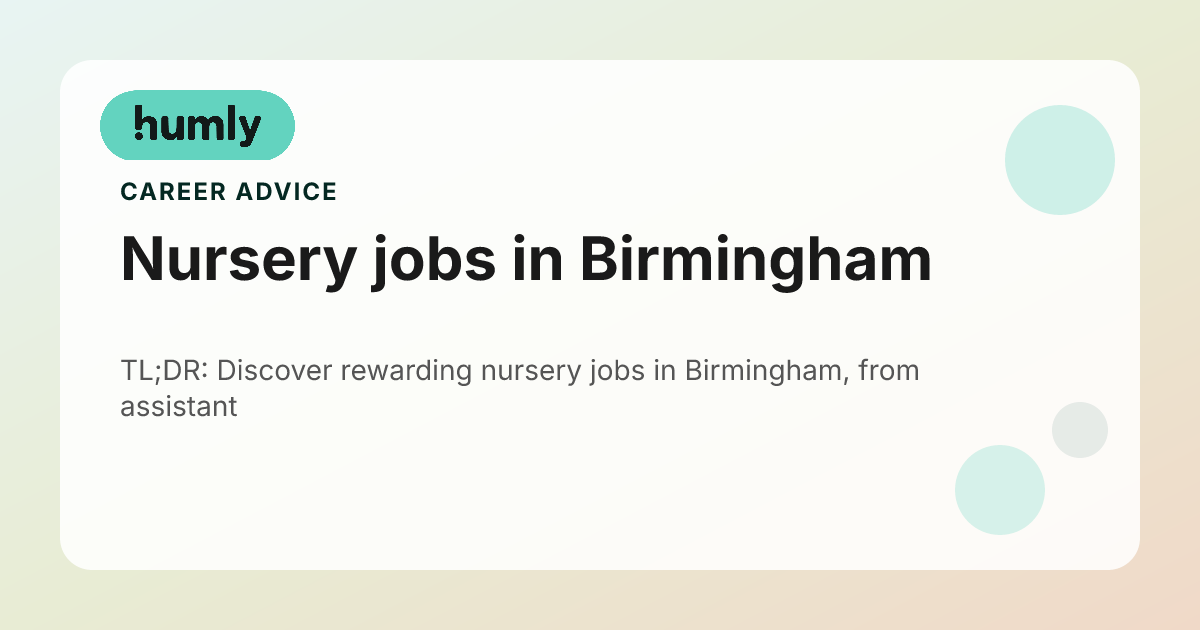 Nursery jobs in Birmingham